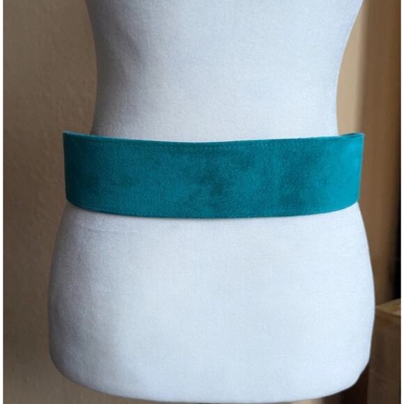 Vtg Carlisle Teal Blue Suede leather belt gold tone buckle Women S 80s 90s main image 9